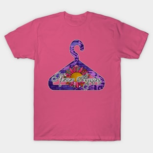 Never Again coat hanger with flower T-Shirt